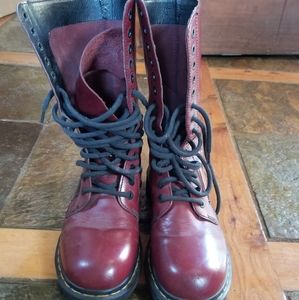 Doc Martens Tall Boots Burgundy Red Made in Englan